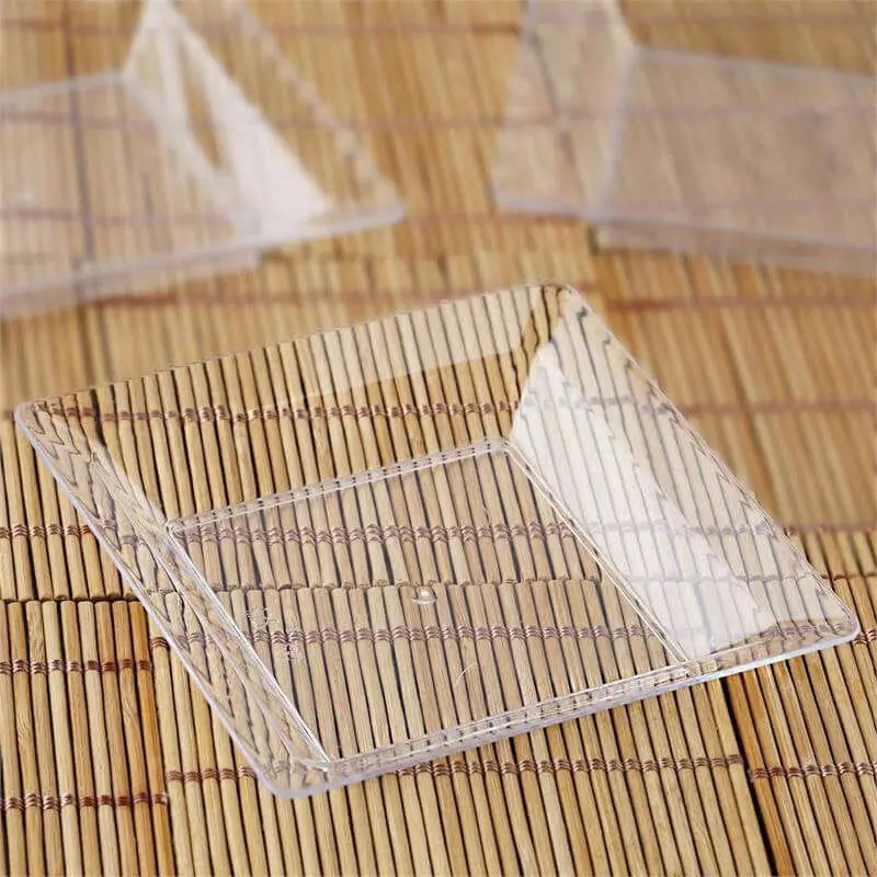 12-Pack Plastic Appetizer Plates 4" Mini Square Design Clear - Disposable Dessert Plates for Events