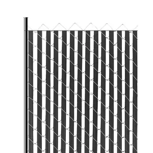 summervibes VEVOR Bottom Locking Privacy Slats, Double-Wall Vertical Bottom-Locking Slats for Chain-Link Fence, High-Density HDPE Chain Link Slats Ideally Fit 6' High Fence for Garden, Farm, Sports Field(Black)