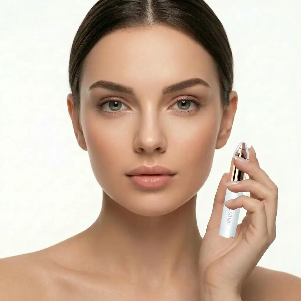 Portable Eyebrow Hair Remover for Women – Painless, Fast & Precise Flawless Electric Razor & Epilator for Eyebrow, Nose, Ear Hair Removal – 18K Gold-Plated, 360° LED Light