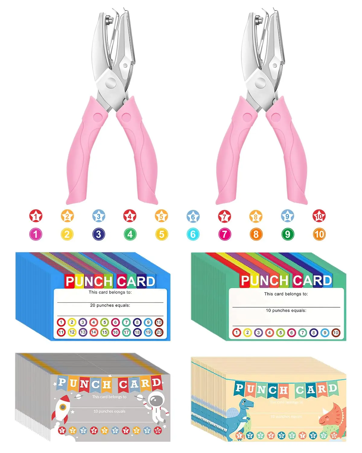 200 count Reward Chart for  with Circle  Hole Puncher, Incentive Loyalty Reward Punch Card for Classroom with Handheld Single Punches Kit to Behavior for Business School Students Teachers