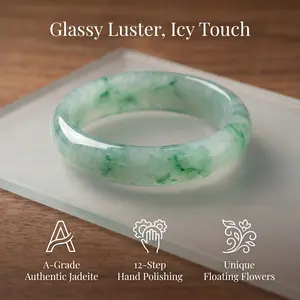 Clean Girl Vibe: Exquisite Natural Green Jade Bangle | Minimalist Handcarved Jadeite Stone Bracelet | Timeless Luxury Aesthetic Gift