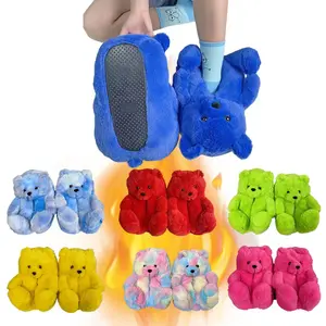 Women's winter plush and cute indoor bear slippers