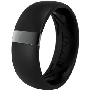 Silicone Wedding Ring with Stainless Steel Strip – MetalBar Collection Men