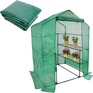 Walk-in Greenhouse Replacement Cover with Roll-Up Zipper Door- 56"x56"x76" PE  Gardening Greenhouse Cover for Gardening  Cold Frost Protection Wind Rain Proof (Frame Not Include)