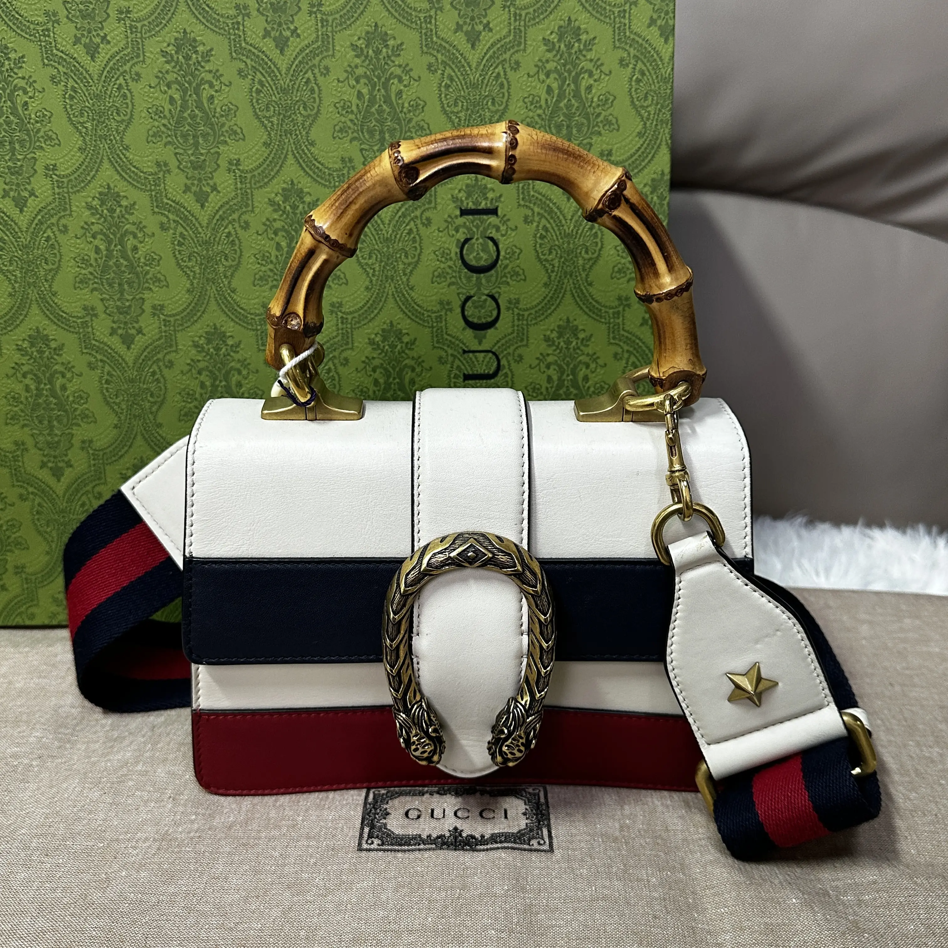 Pre-owned GUCCI Dionysus Tri Color Bamboo Handle Tote (SZ 55234)