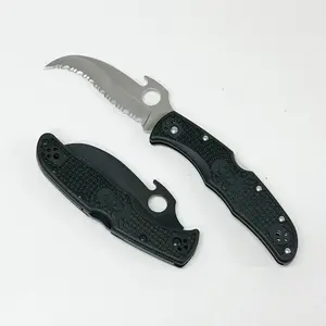 C12S Textured Grip Serrated  Daily Tasks Durable Stainless Steel Outdoor Knife Blade Folding Knife Quick-Open EDC Pocket Knife with Bottle Opener Tactical Utility Tool for Camping Hiking Survival Good Gift