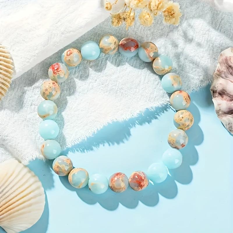 Shoushan Stone Handmade Beaded Bracelet – Natural Polychrome Gemstone Jewelry, Good Luck & Career Attraction, Unisex Gift for Men Women, Daily Wear Holiday Present