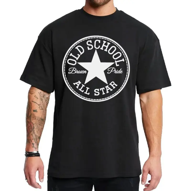 Unisex Old School All Star Oversized Graphic Pullover Hoodie Sweatshirts - Chicano Hiphop Mexican Lowrider Streetwear, Plus Size (S-5XL) Medium-Heavy Casual Sports Top for Men & Women