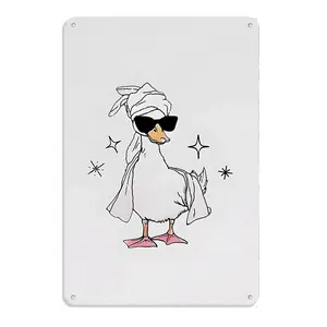 Duck funny sign - Duck in a Bath Towel Simplicity Duck wall decor sign 12x8inch for Home Bathroom & Toilet wall decor plaque easy hanging