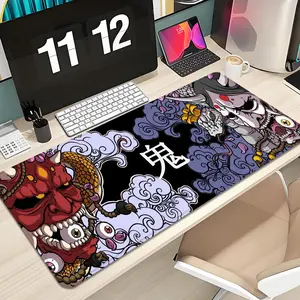 Japanese Ghost Faced Samurai Mouse Pad Design XXL 1000×500mm 900×400mm 800×400mm 600x300mm Large Gaming Mouse Pad - Extended, Thick, Non-Slip Rubber Base Desk Mat with Precision Stitched Edges - Washable Large Desk Pad Extended Mousepad