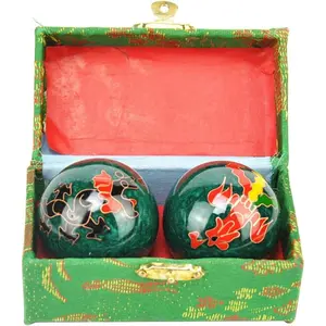 2 Pcs Baoding Balls, Chinese Health Exercise Stress Balls, Meditation Massage Handball with Box, Hand Exercise Ball for Men Women Hand Exercises and Stress Relief(COLOR:Green Dragon and Phoenix)