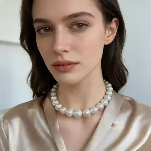 Ne111  12-15mm freshwater pearls full string necklace