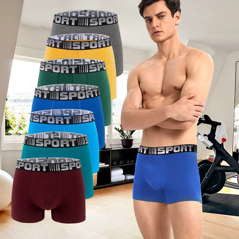 Pixum Men's 7 Pack Breathable Multi-Color Boxer Briefs Original Waistband Design Soft Cotton Short Leg Underwear for Daily Wear Casual Men's Wear Comfortable All Seasons Sportswear Best Gifting Option for Husband and Families