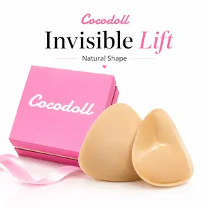 Cocodoll Sticky Inserts - Double-Sided Adhesive Bra Cups for Women, Body-Friendly Hypoallergenic Comfortable Cleavage Adhesive Everyday Bras, Push-Up Instant Lift Seamless Swimwear & Fitted Underwear Accessories, Reusable Bridal, Body-Friendly Adhesive Br