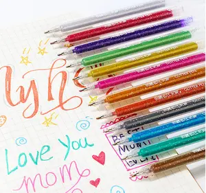 12-Color Glitter Gel Pen Set, Metallic Vibrant Sparkle Gel Pens for Coloring, 1.0mm Medium Point Ballpoint Pens, Vibrant Ink Colors for Painting, Coloring, Arts Supplies,Crafts Journaling Daily, Premium Quicksand & Fluorescent Pens for Office & School Use