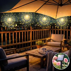 4-Pack LED Outdoor Firework Pendant Lights, Solar Powered, 8 Modes Fairy Light, Outdoor String Light, DIY Decoration Hanging Lamp, Garden, Party, Wedding, Christmas