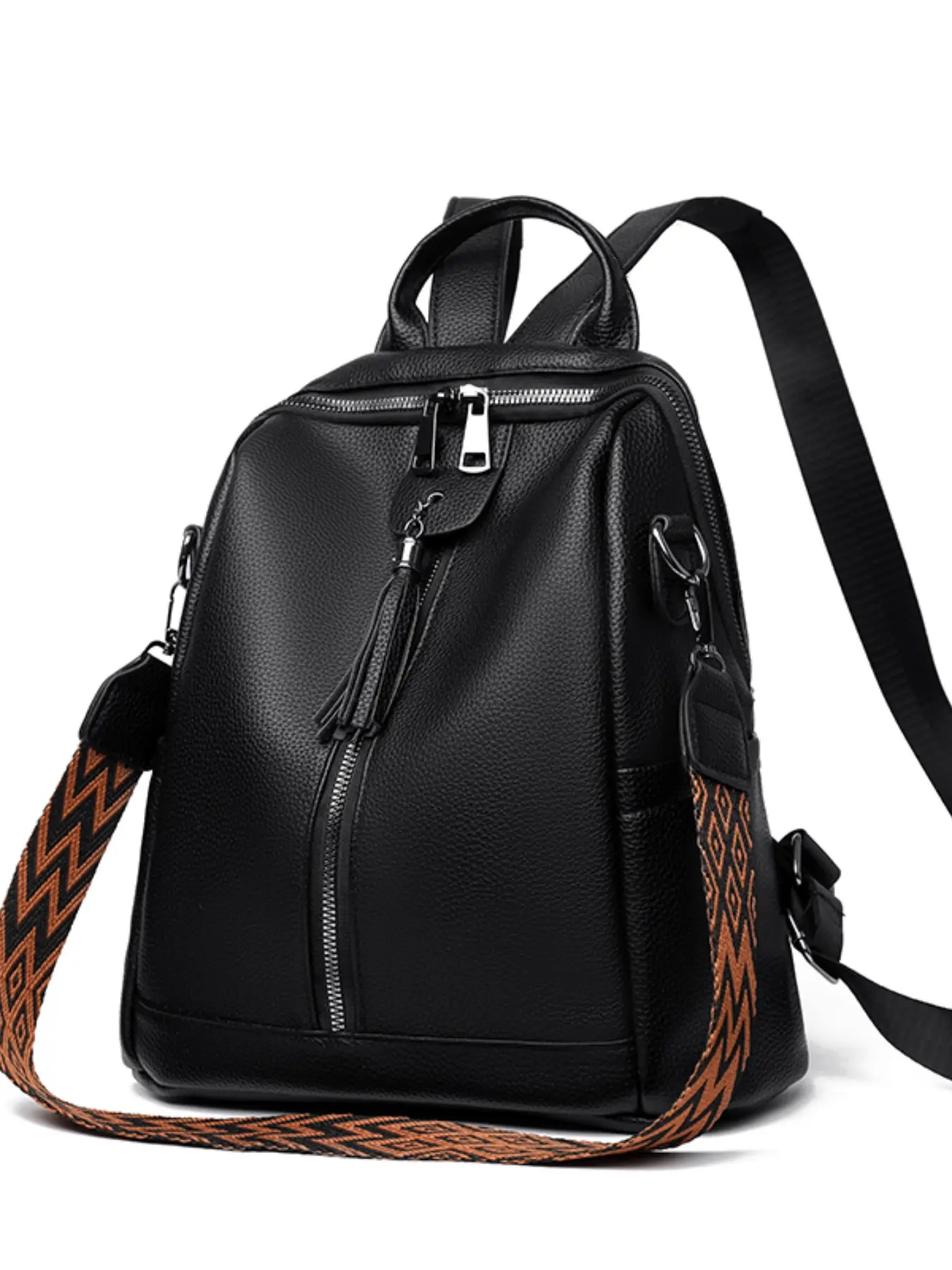 Women's Soft Leather Backpack, Dual Zipper Large Capacity, Vintage Casual Shoulder Bag, Travel Backpack, Multifunctional Trendy Design, Casual Daypack Backpacks