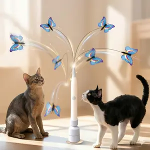 Youhu Cat Teaser Wand, Electric Automatic Butterfly Teaser Wand with Suction Cup Base for Indoor Cats | Self Play Toy, Boredom Relief, Keep Cats Busy, Exercise, Energy Burning | Cat Gifts for Cat Lovers