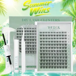 YOULUCK Natural Lash Clusters Kit with Ultra-Thin Band Bond & Seal Long-Lasting Individual Lashes for Girls Makeup Kit Waterproof & Lightweight