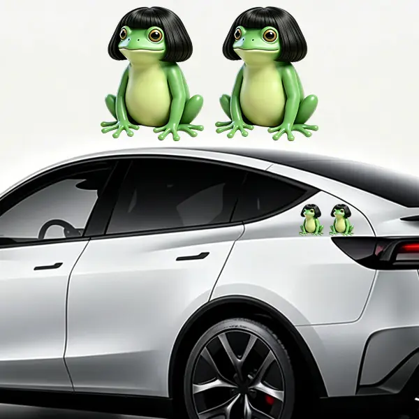 Funny Hair Frog Car Stickers - Automotive & Motorcycle Exterior Accessories for Cars, Laptops