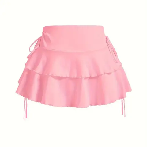 1 three-dimensional tiered layered ruffled skirt, wrinkled miniskirt casual Cute sweet lovely ladies clothing Bottom