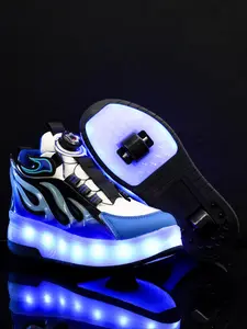 USB Rechargeable LED Light Up Sneakers, Fashionable Luminous Shoes for Boys & Girls, Casual Sports Shoes for Daily Wear, Casual Athletic Footwear, Casual Trainer Shoes, Trendy Trainers, Lace Up Trainers