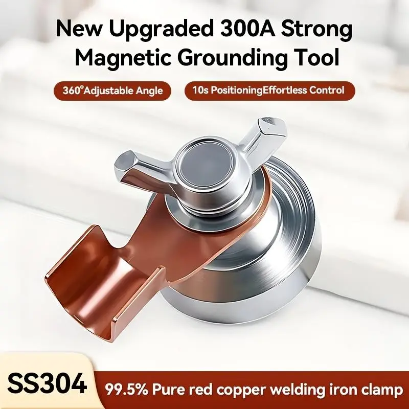 2pcs Welding Ground Clamp Set, Strong Magnetic Adsorption, Heavy Duty Durable Design, Stainless Steel and Copper Material, Gas Welding Accessories