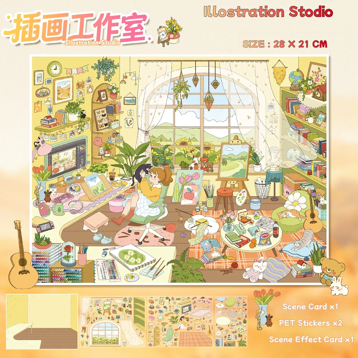 Fun 3D miniature scene building stickers – educational, stress-relief, handmade collage for DIY journaling, scrapbooking, and creative decoration