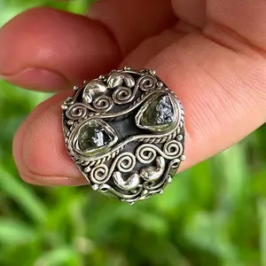 Size 7 Sterling Silver Moldavite Ring