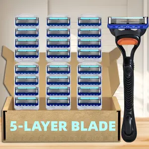 High-Quality Men's Five-Layer Manual Shaver, Shaving Razors, Stainless Steel 5 Layer Blades, Replaceable Heads, Daily Grooming & Hair Removal, Razors Set