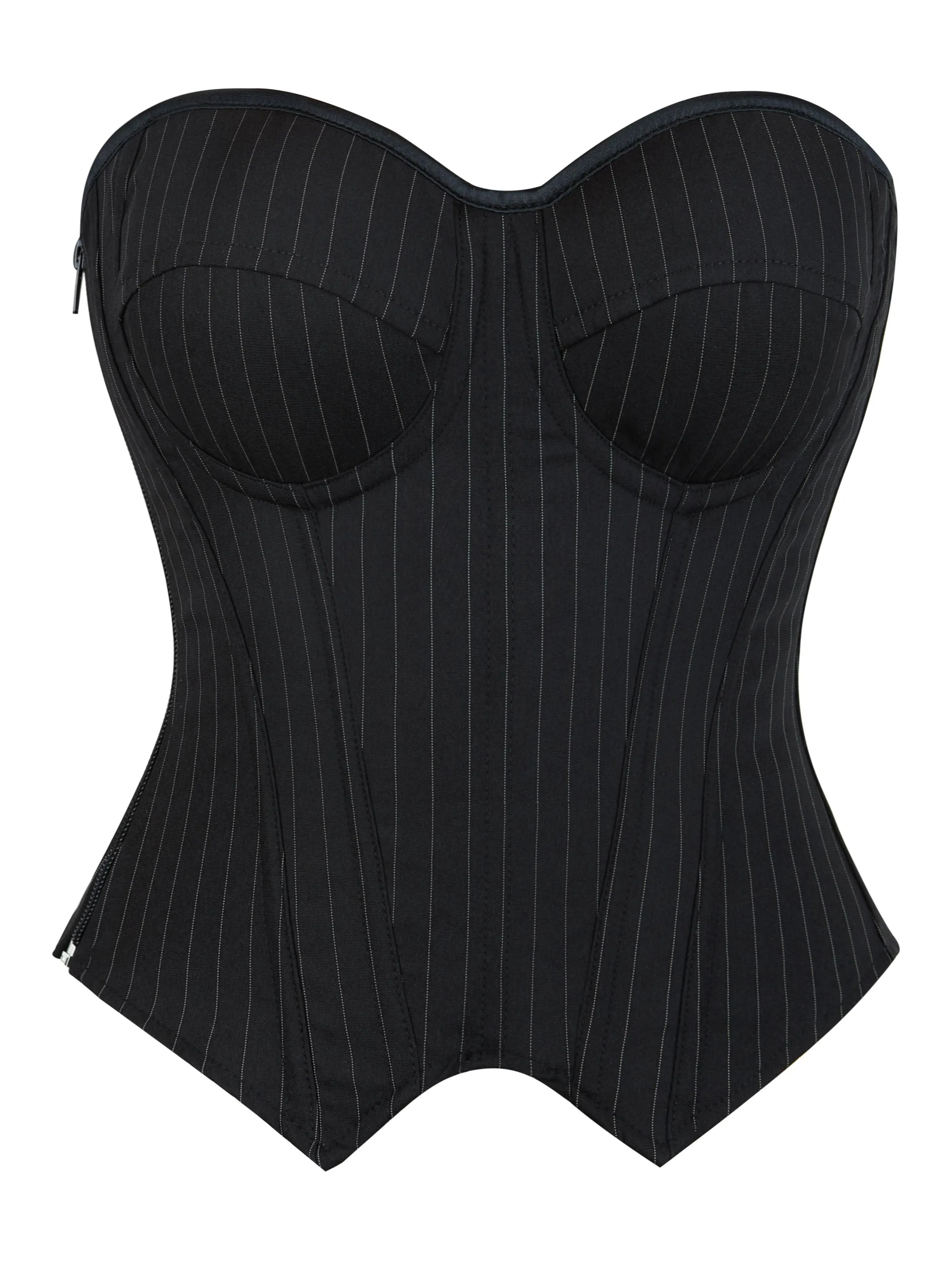 Novall Corset Tops for Women Bustier, Striped with Cups Strapless Women's Bodysuit Slimming Black Corset Side Zipper Shapewear Suitable for Costume Parties, Halloween Costume Body Shaper Corset Outfit Daily Versatile Style Summervibes Corset Dress 547
