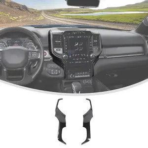 2-Pieces Perfect Fit Self-Adhesive Scratch-Proof Central Control Navigation Screen Side Cover Trim for 2018-2023 Dodge Ram, DIY Install Car Interior Accessory Sticker