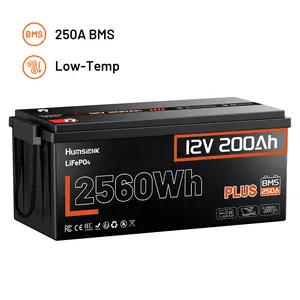 HumsiENK 12V 200Ah LiFePO4 Battery with Smart BMS, High Cost Performance, Home Backup Power, Emergency, Off-Grid Living, Outdoor Camping, Easy Travel, Yard Renovation, Reduce Equipment Downtime, Uninterrupted Power Supply