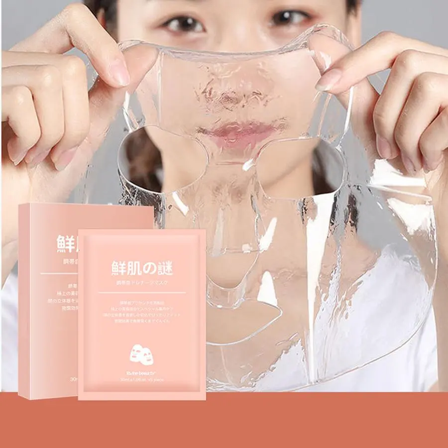 Collagen Crystal Mask, Collagen Mask Sheet, 5 Counts/box Moisturizing Brightening Moisture Facial Mask, Hydrating & Nourishing Facial Mask, Face Care Product for Women & Men, Skincare Products, Beauty Products, Collagen Hydrogel Mask, Face Masks