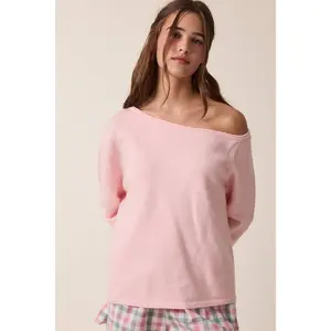 One Shoulder Sweater - Pink