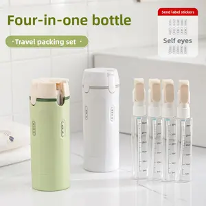 4-in-1 Travel Dispenser Bottle for Toiletries Refillable Leak Proof and Portable Suitable for Storing Shampoo, Shower Gel, Laundry Detergent, Suitable for Travel, Camping and Gym,Lotion Compact Plastic Container Easy Press Smooth Flow