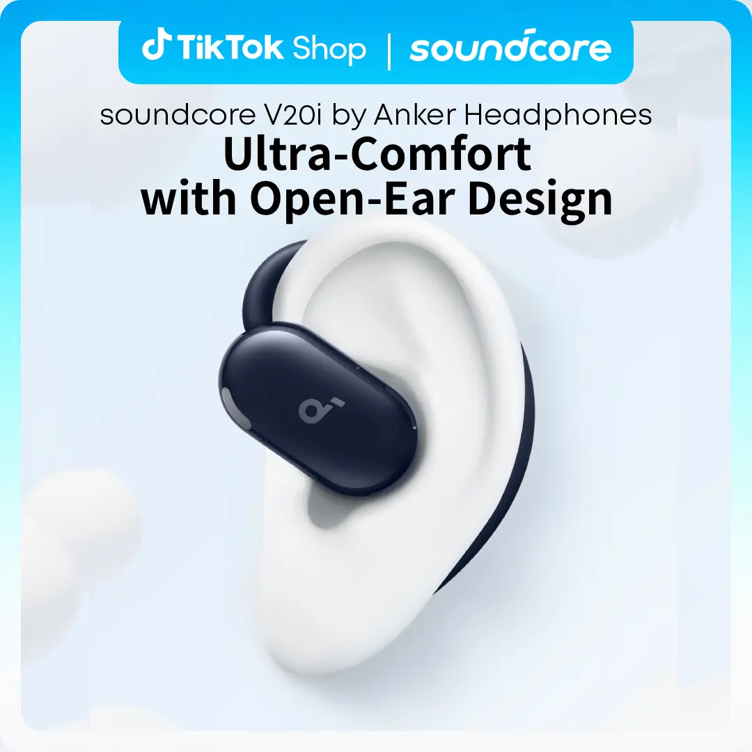 soundcore V20i by Anker Open-Ear Headphones, Adjustable Ear Hooks, Ultra-Comfort, Snug Fit, Powerful Sound, Clear Calls, IP55, 36H Playtime, Bluetooth 5.4 Wireless Earbuds, Multipoint Connection