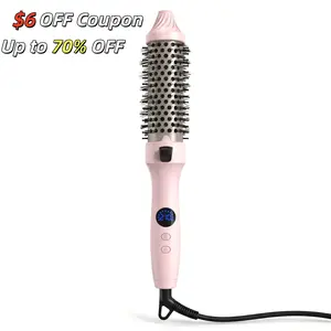 1.5 Inch Ionic Hot Brush Hair Styler – 11 Adjustable Temperatures (110–210°C) for Daily Smoothing & Light Waves –For Everyday Styling | Pink