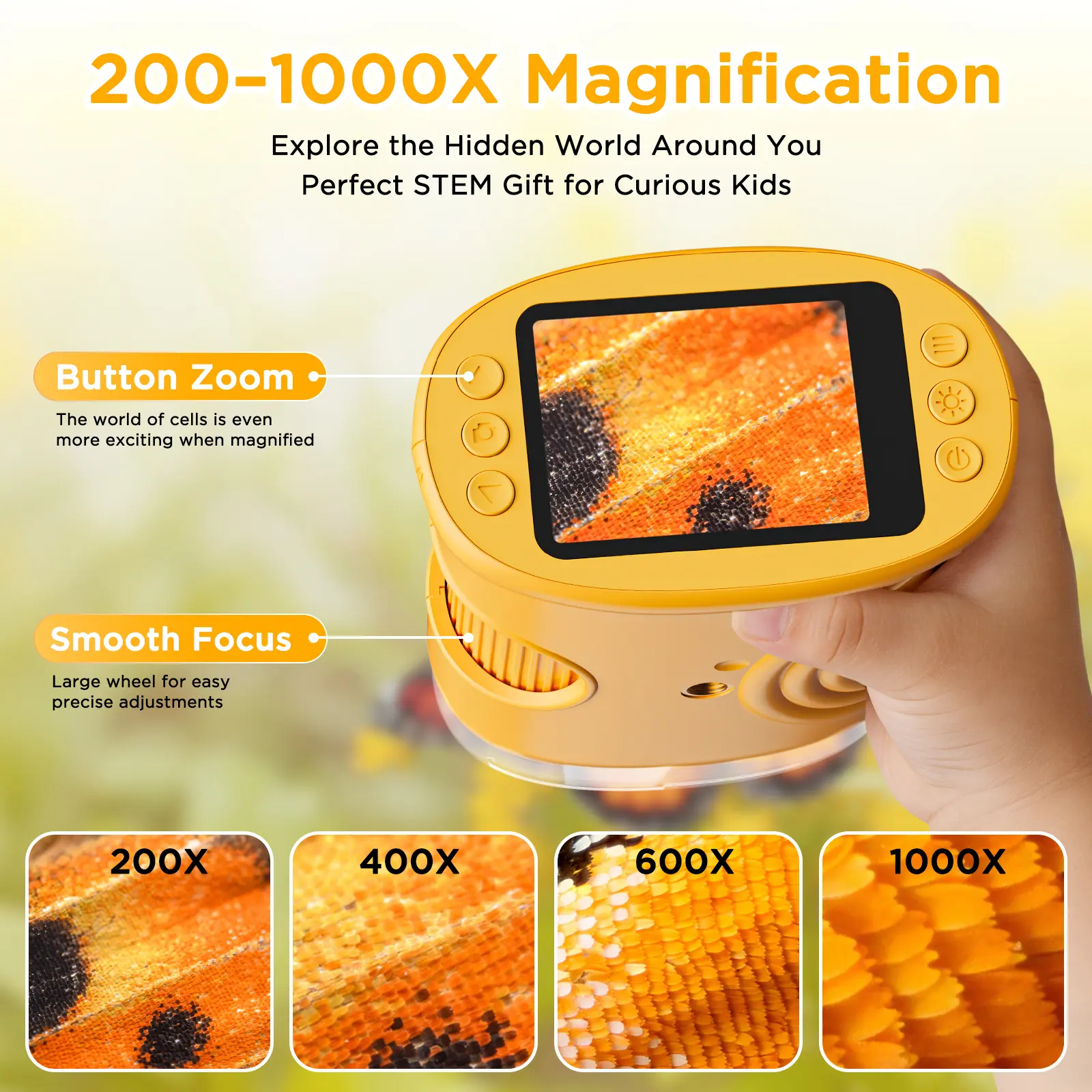 【2026 Upgrade】1000X Digital Microscope for Kids with 2.0" Screen, Portable Handheld Microscope Camera with Photo & Video Recording, Rechargeable STEM Learning Toy, Science Exploration Gift for Ages 3-12