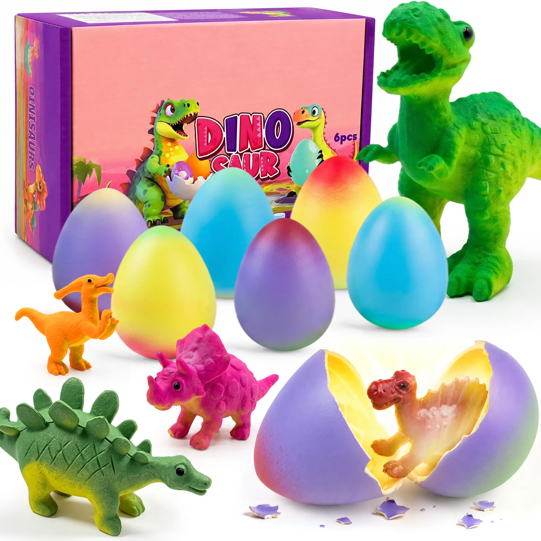 [BackToSchool] Vvinca Dinosaur Hatching Surprise Eggs for Kids, 6 Pack Grow in Water Dino Egg Toys, Cute Dinosaur Hatch and Grow Set for Boys Girls 3 4 5 6 7 8, Birthday Gift Easter Basket Stuffers Party Favors，Outdoor