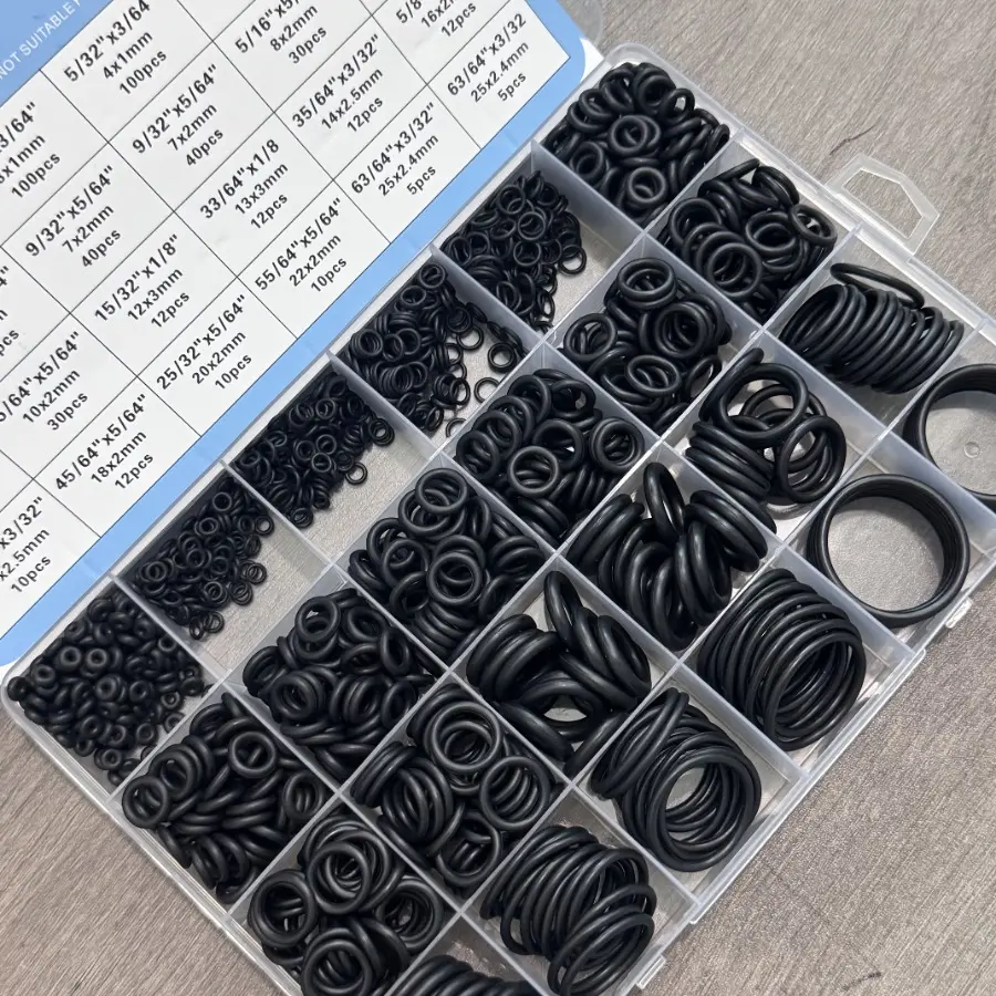 950 pieces of heavy-duty, Industrial nitrile O-ring and gasket sealing kit 20 sizes, metric and imperial, multi-purpose black O-ring, suitable for automobiles, pneumatics, high-pressure cleaning machines, DIY repairs, batch packaging compatibility Parts