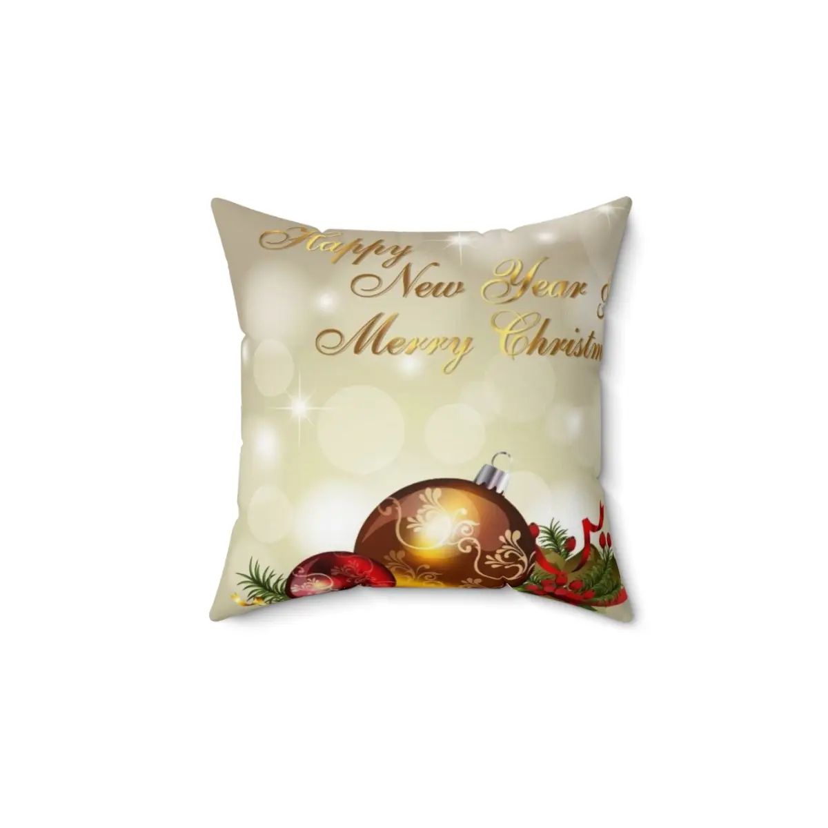 Christmas Gold Merry Holiday Pillow, Xmas Festive Decor Cushion, Seasonal Home Accents, Red Christmas Throw Pillow, Holiday Cheer Square