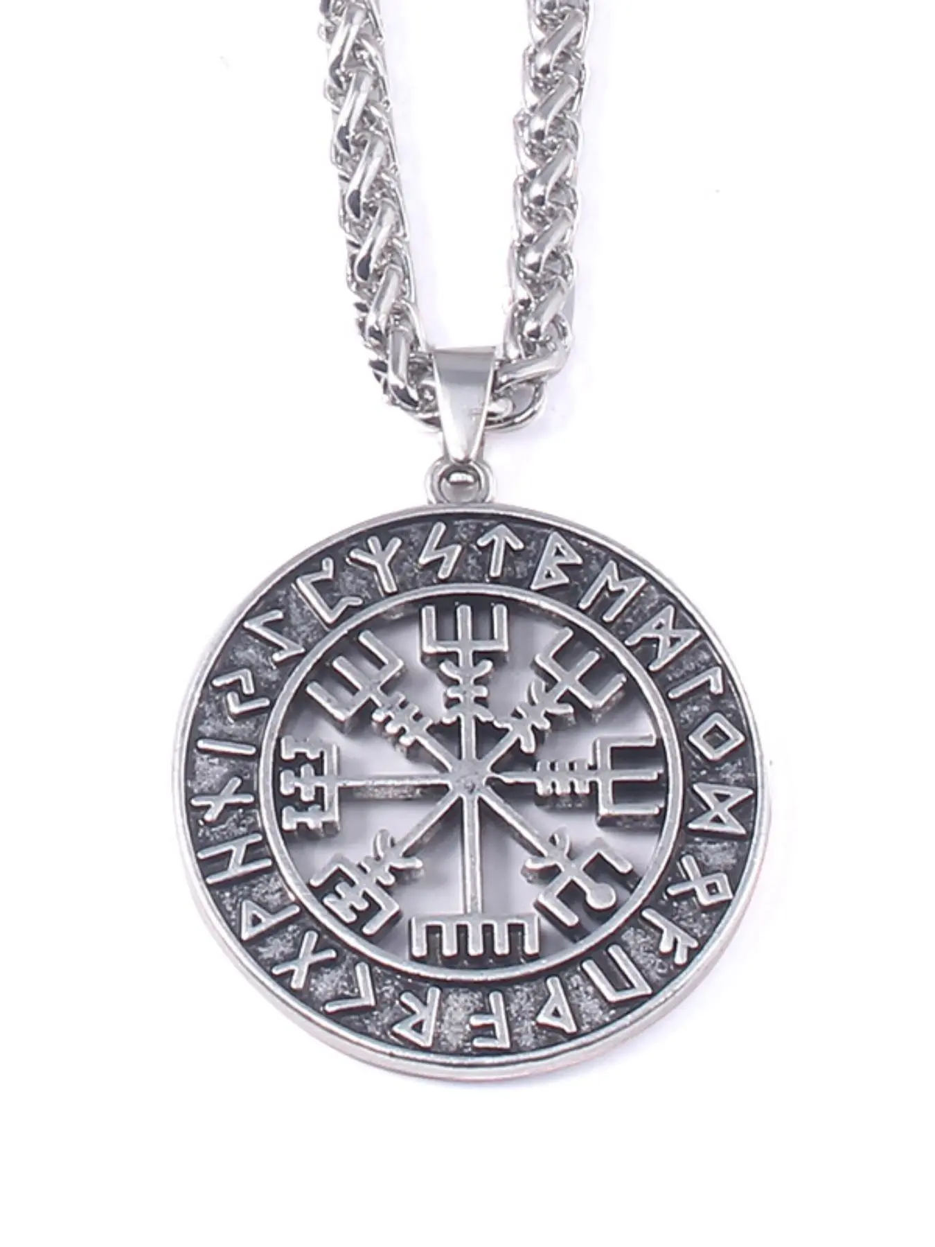 Viking Compass Pendant Necklace, Nordic Axe & Runes Design Pendant Necklace for Men, Charm Necklace, Fashion Jewelry for Party, Daily Decor, Trendy All-match & Exquisite Jewelry for Birthday Gift, Fashion Cool Accessories