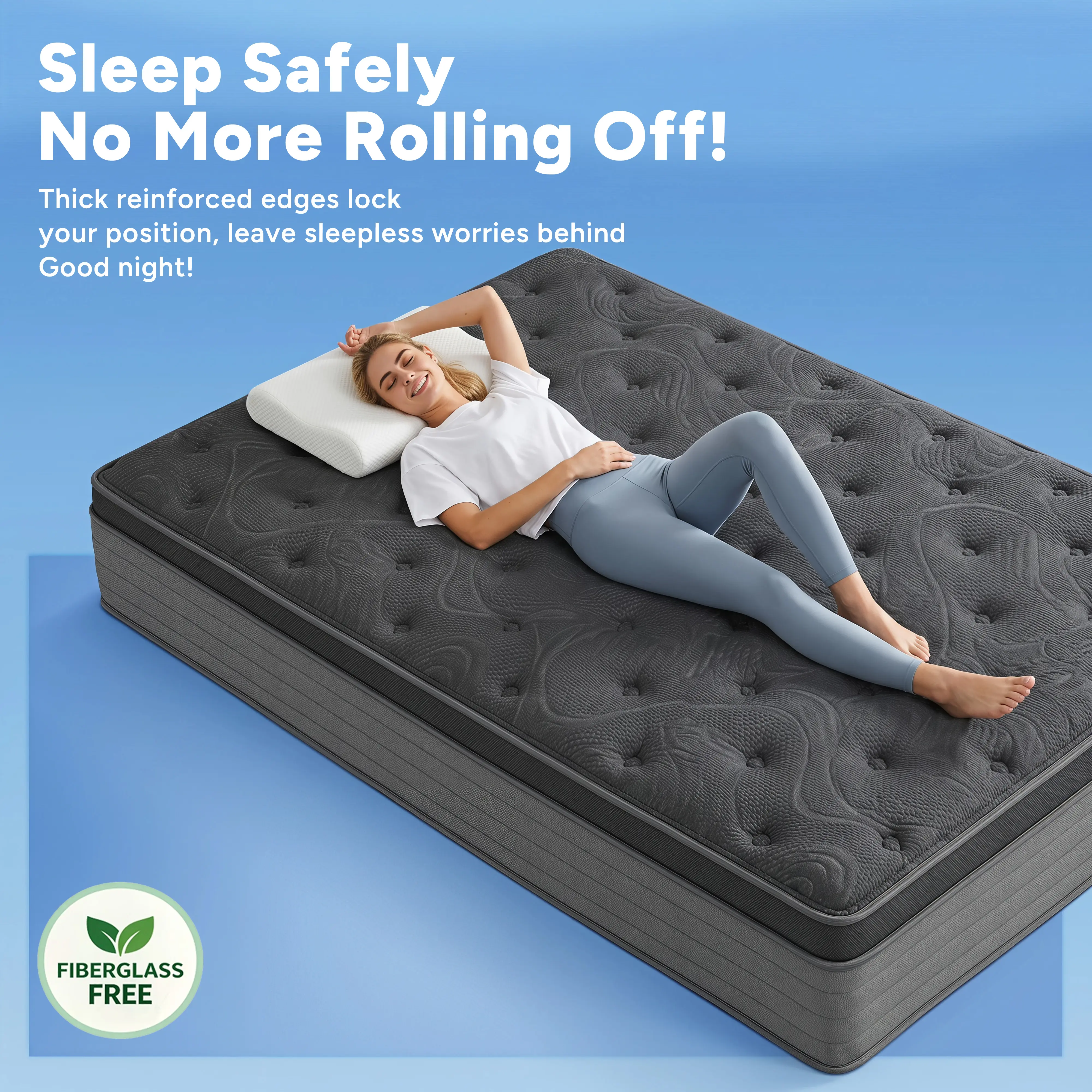 12"14" Twin Size Mattress in a Box Hybrid Spring Mattress, Medium Firm Ergonomic Mattress sleep cool