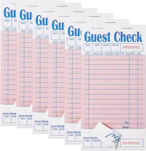 6 Pack Pink Guest Checks Books for Servers Server Note Pads, Waiter Checkbook, Waitress Notepad for Restaurants, Paper Checks 50 Sheets/Pack, 300 Total Tickets