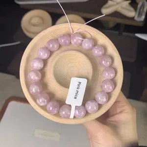 【Pink mica】Pink mica Stretch Bracelet, Handmade Unisex Crystal Bracelets for Meditation, Yoga, Spiritual Healing & Positive Energy