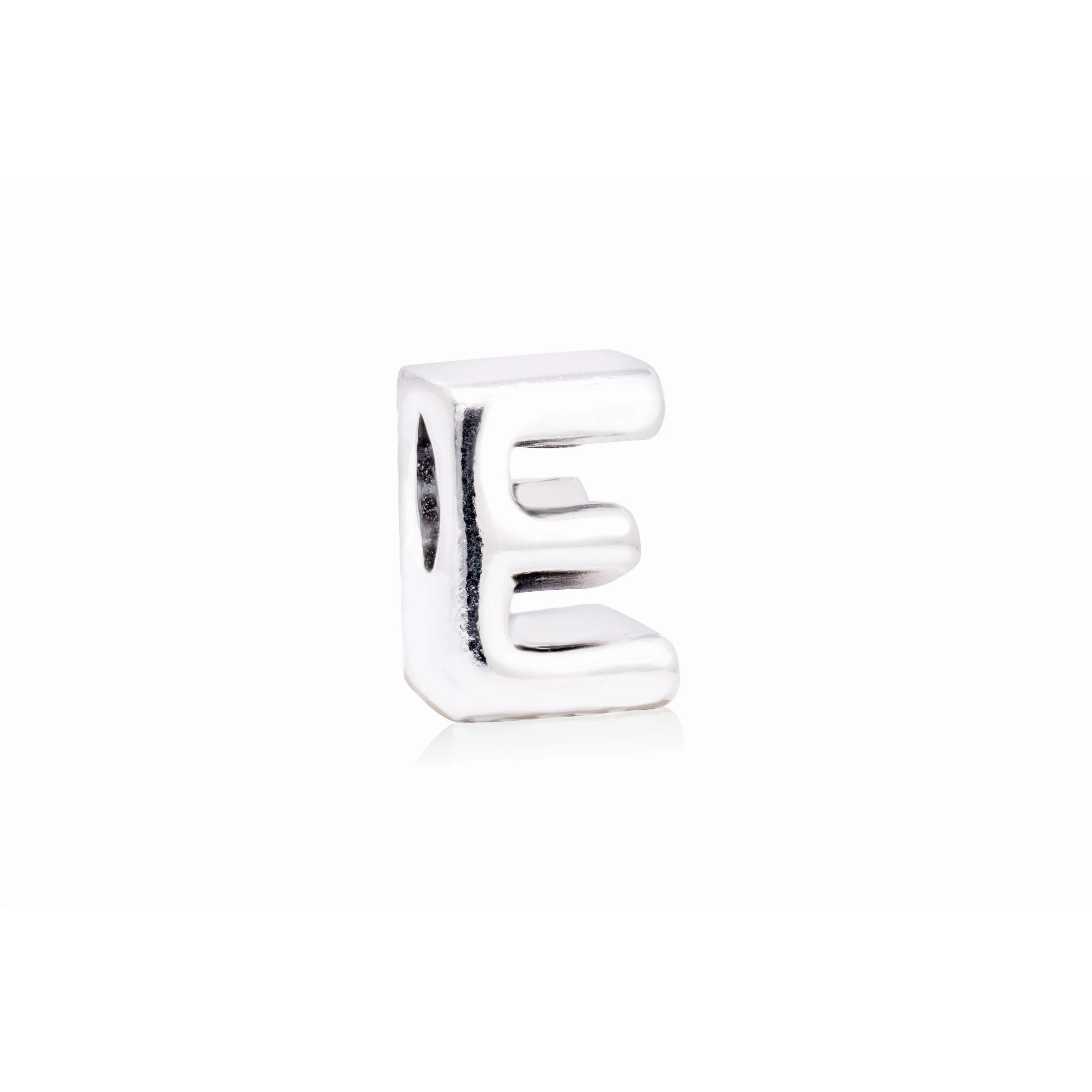 PANDORA Letter E Charm - 797459, Casual Decorative Collectibles, All-Silver Charms & Pendants Fashion Accessory, Letter Enthusiasts, Statement
