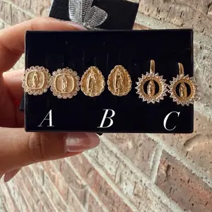 Virgen Mary gold plated 14k earrings