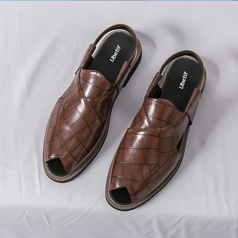 Men’s Plain Leather Toepost Slip-On Sandals - Chic Street Casual Footwear with Non-Slip Rubber Sole, Suitable for Vacations, Beach Wear