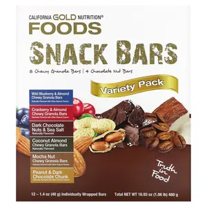 California Gold Nutrition Foods, Variety Pack Snack Bars, 12 Bars, 1.4 oz (40 g) Each
